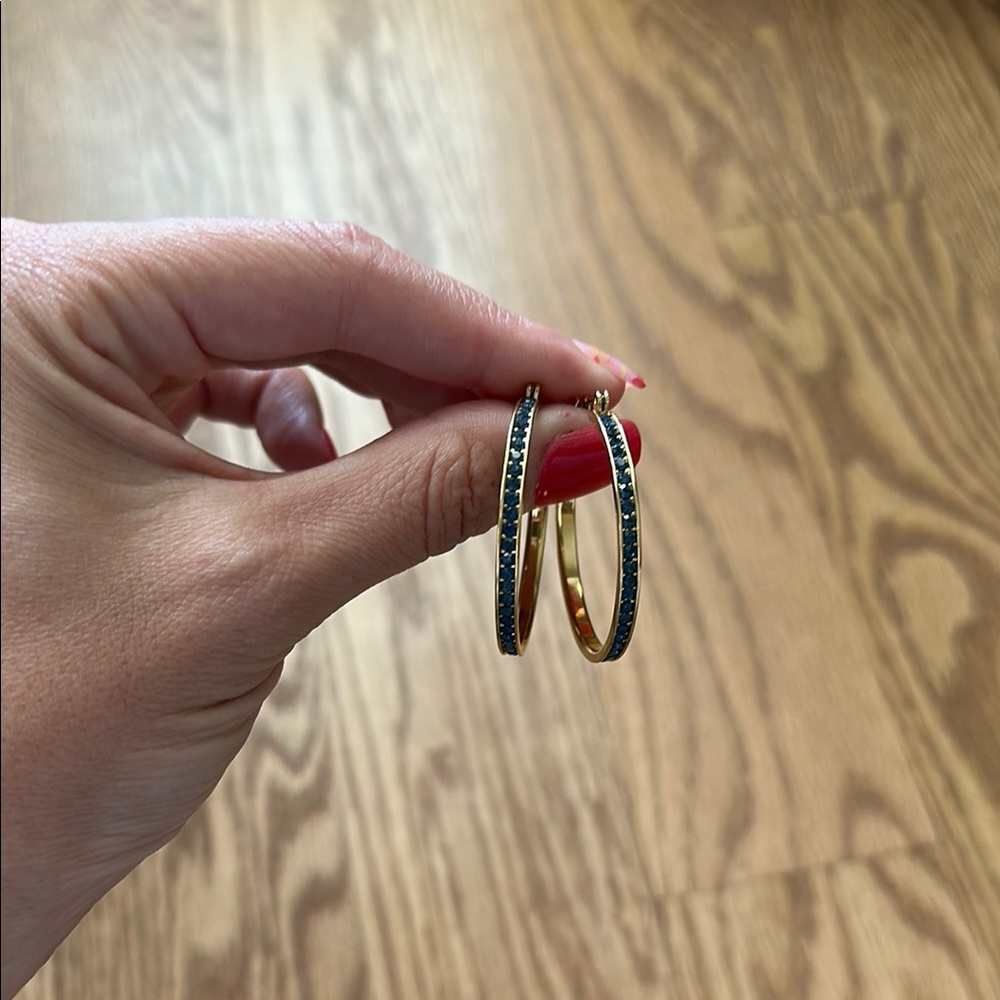 Elegant Gold and Blue Hoop Earrings